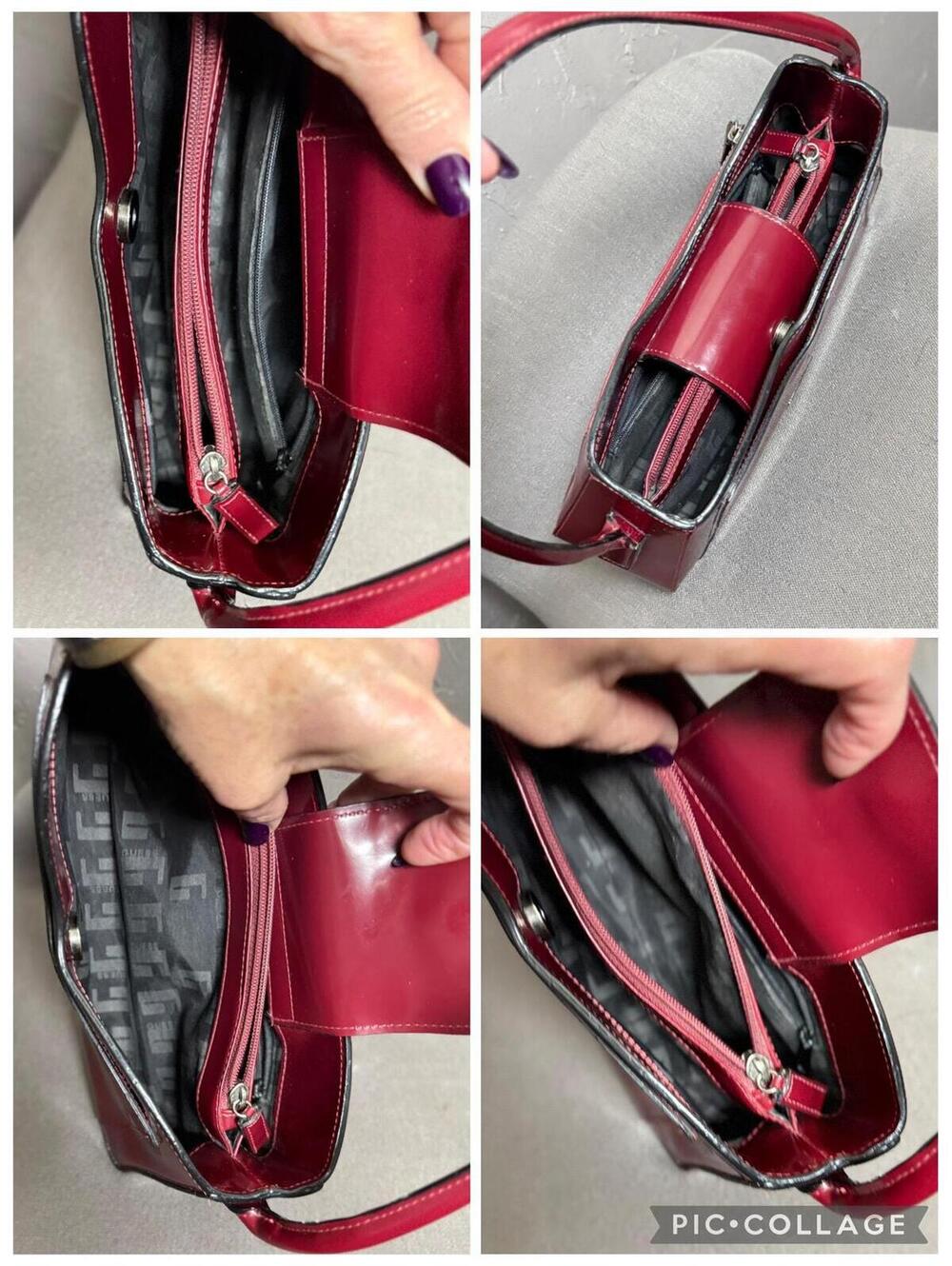 Y2K Burgundy Sleek Shoulder Bag with Silver Hardware from GUESS 90's Minimalist - Picture 10 of 10